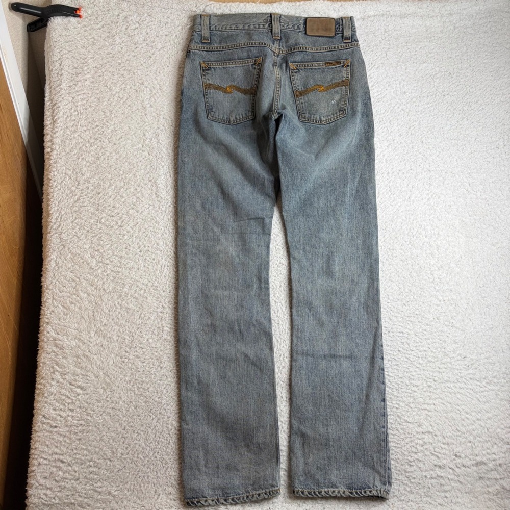 Nudie Jeans Co Mens Straight Leg Denim Light Wash Blue Jeans 30x34 (32x33)
